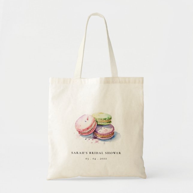 Tote Bag Aquarelle Français Macarons boulangerie Fête des m (Devant)