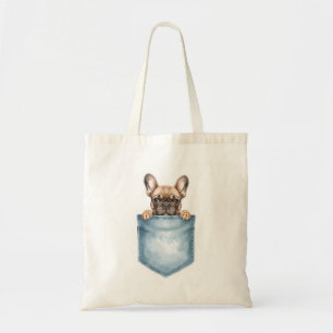 Tote Bag Aquarelle Frenchie Dans Une Poche Maman De Chien M