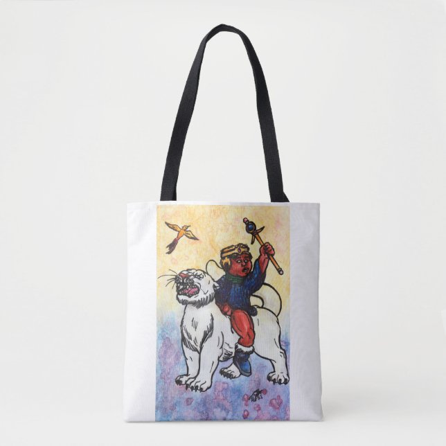 Tote Bag aquarelle garçon roi manèges puissance panthère bl (Devant)