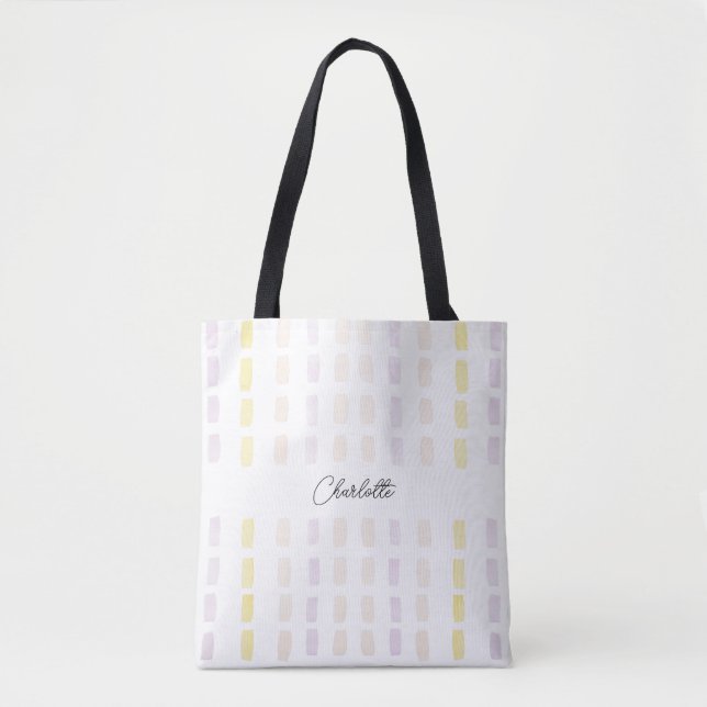 Tote Bag Aquarelle géométrique urbaine Lilac Monogramme (Devant)