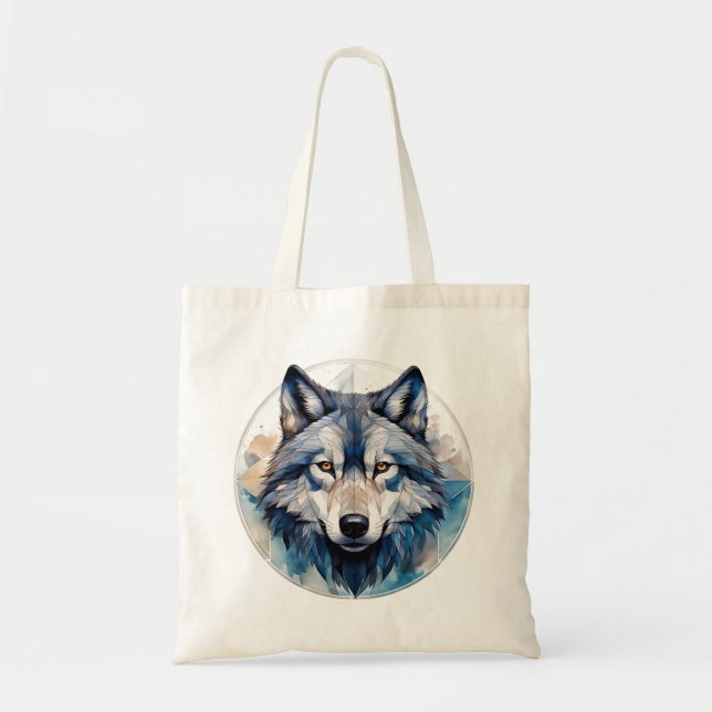 Tote Bag Aquarelle géométrique Wolf (Devant)