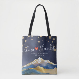 Tote Bag Aquarelle Gold Mountain Mariage Aimer Merci Cadeau