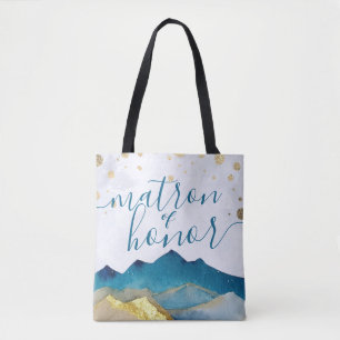 Tote Bag Aquarelle Golden Mountain Mariage Matron d'honneur