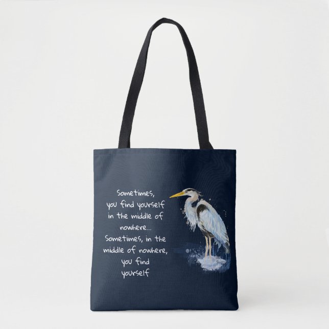 Tote Bag Aquarelle Great Blue Heron Citation Inspirante (Devant)