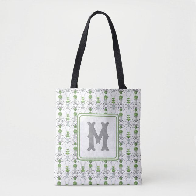 Tote Bag Aquarelle Gris vaches et vert Topiogramme (Devant)