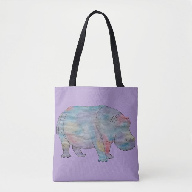 Tote Bag Aquarelle hippopotame (Devant)