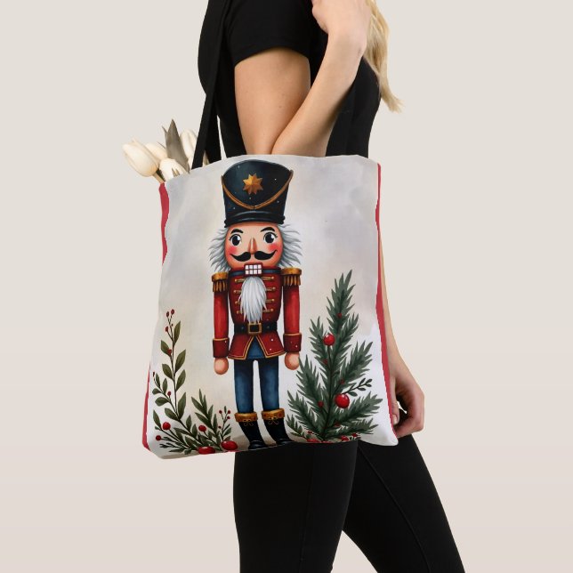 Tote Bag Aquarelle illustrée Noisette de Noël (De près)