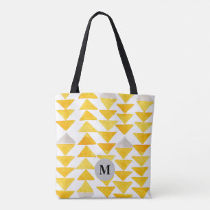Tote Bag Aquarelle initiale jaune Motif Fourre-tout B