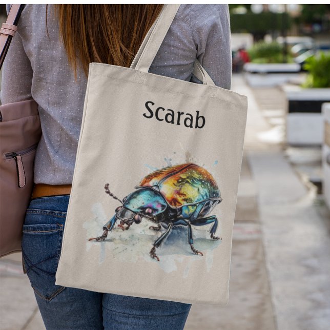 Tote Bag Aquarelle Iridescente Beetle, personnalisé (Créateur téléchargé)