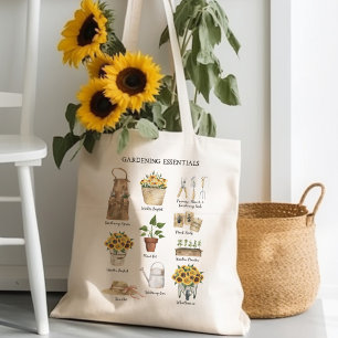 Tote Bag Aquarelle Jardinage Outils Jardin de tournesol
