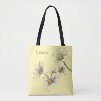 Tote Bag Aquarelle jaune pâle Design margueux sur