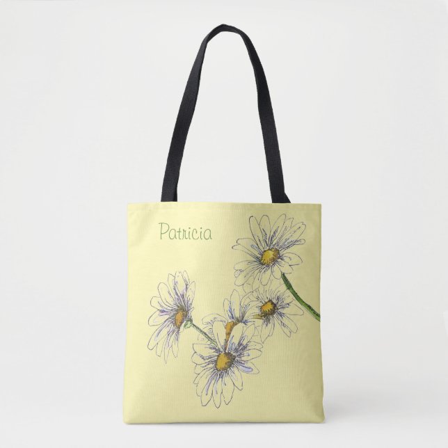 Tote Bag Aquarelle jaune pâle Design margueux sur (Devant)