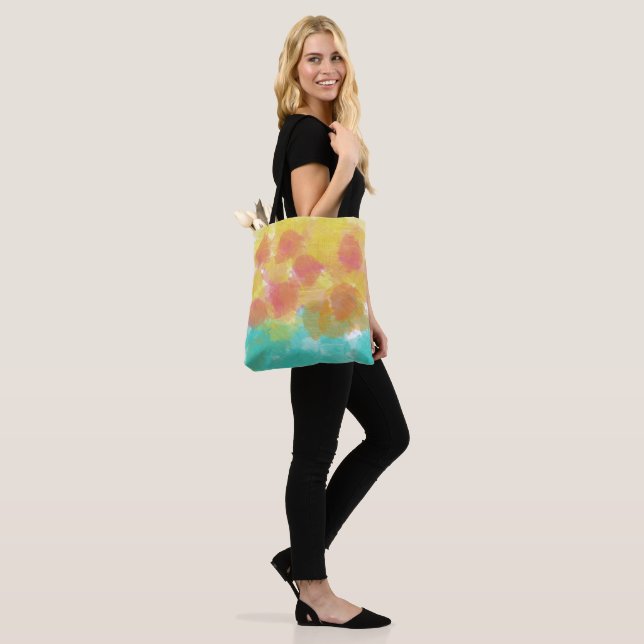 Tote Bag Aquarelle jaune rose pâle (Sur le modèle)