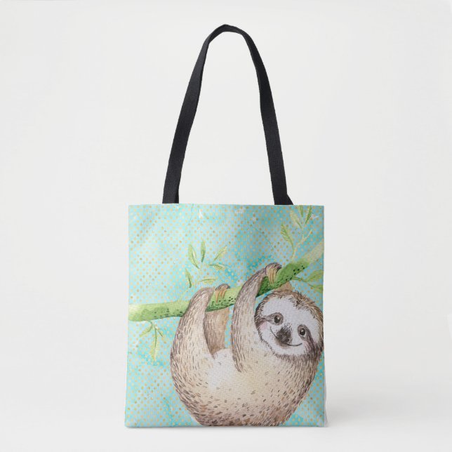 Tote Bag Aquarelle Joyeuse Sloth (Devant)