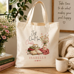 Tote Bag Aquarelle Lectrice Florale Just One More Chapter
