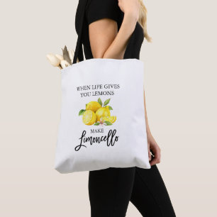 Tote Bag Aquarelle Lemons Moderne Brush Script Limoncello