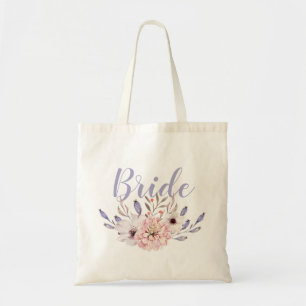 Tote Bag Aquarelle Lilac Mauve Floral Mariage Mariée Cadeau