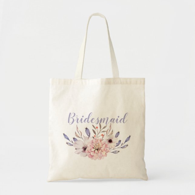 Tote Bag Aquarelle Lilac Mauve Mariage Floral Bridesmaid (Devant)