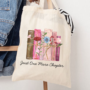 Tote Bag Aquarelle Livre Fleur rose violet citation de lect