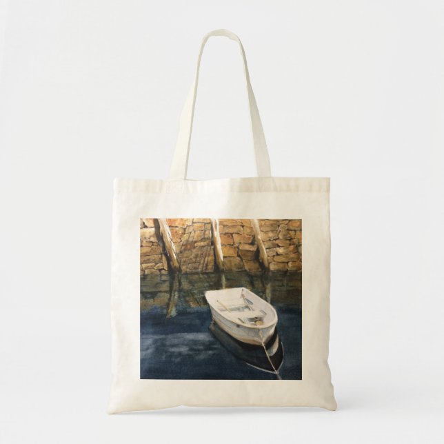 Tote Bag Aquarelle Maine Rowboat Harbour Skiff (Devant)