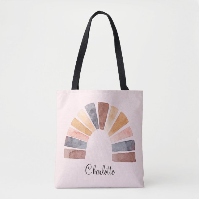 Tote Bag Aquarelle mignonne Arc en arc-en-ciel Personnalisé (Devant)