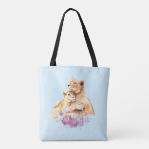 Tote Bag Aquarelle mignonne Mère Lion & Cub