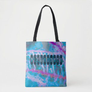 Tote Bag Aquarelle moderne bleu rose Artsy Personnaliser