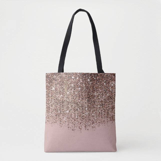 Tote Bag Aquarelle Moderne Bleu & Rose Or Blush Glam (Devant)