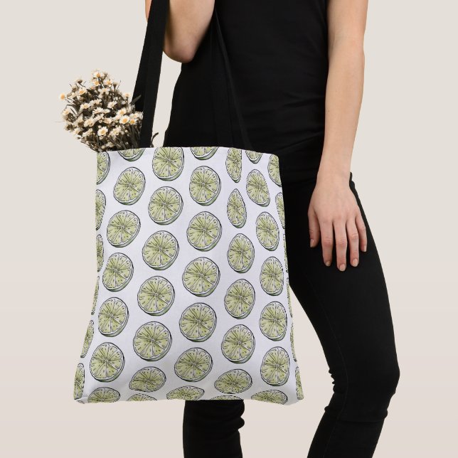 Tote Bag Aquarelle moderne Citrus Été Lime Slice Fourre-tou (De près)