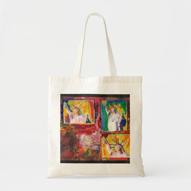 Tote Bag Aquarelle moderne colorée 3 statue de liberté (Devant)