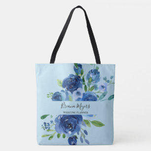 Tote Bag Aquarelle Moderne Florale Bleu Marine Entreprise