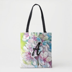 Tote Bag Aquarelle Monogram Modern Rose Chercher Blossom