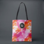 Tote Bag Aquarelle Monogramme Orange Rose Abstrait<br><div class="desc">Le sac fourre-tout abstrait Monogram Watercolor Pink Orange est le mélange parfait de style et de praticité. Doté d'un design vibrant à l'aquarelle dans des tons rose et orange, ce fourre-tout ajoute une touche de couleur à n'importe quelle tenue. Le monogramme ajoute une touche personnelle, le rendant unique. Avec des...</div>