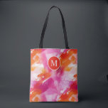 Tote Bag Aquarelle Monogramme Rose Orange Abstrait<br><div class="desc">Le sac fourre-tout abstrait Monogram Watercolor Pink Orange est le mélange parfait de style et de praticité. Doté d'un design vibrant à l'aquarelle dans des tons rose et orange, ce fourre-tout ajoute une touche de couleur à n'importe quelle tenue. Le monogramme ajoute une touche personnelle, le rendant unique. Avec des...</div>