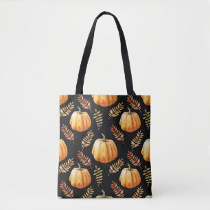 Tote Bag Aquarelle motif transparent avec citrouille