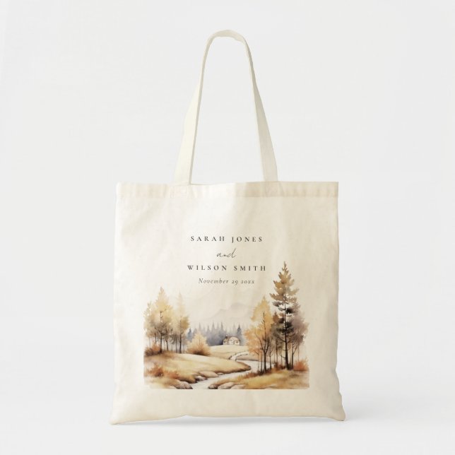 Tote Bag Aquarelle Muet Automne Mariage paysage Automne (Devant)