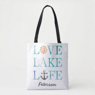 Tote Bag Aquarelle nautique personnalisée de la vie de lac