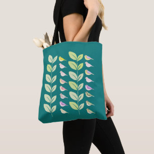 Tote Bag Aquarelle Oiseaux et Feuilles