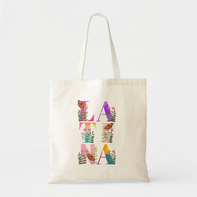 Tote Bag Aquarelle Ombre Latina Gras Texte (Devant)