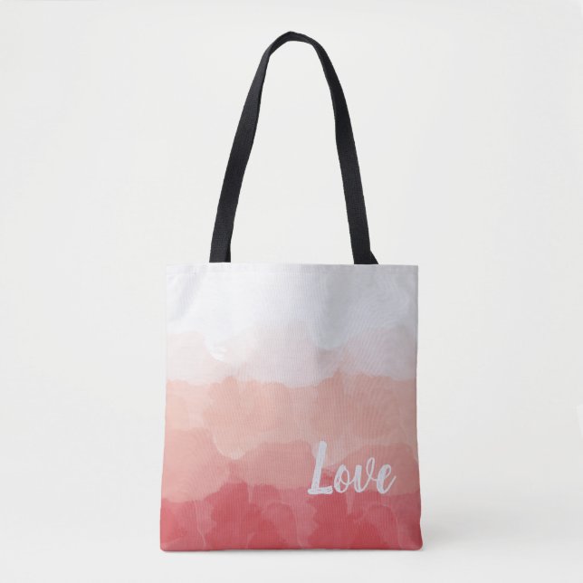 Tote Bag Aquarelle Ombre rouge et rose Gradient Love (Devant)