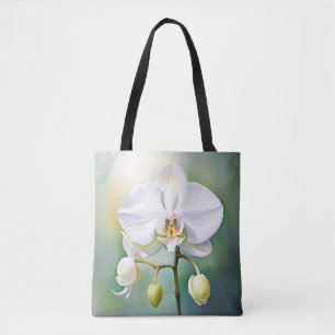 Tote Bag Aquarelle Orchidée blanche avec pétales délicats