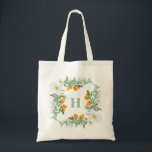 Tote Bag Aquarelle Orchidées et Kumquats Monogramme<br><div class="desc">Le sac fourre-tout tropical parfait cet été. Il présente un cadre floral aquarelle d'orchidées blanches,  de kumquats et de verdure. Personnalisez en ajoutant votre propre monogramme. Ce sac fourre-tout monogramme d'orchidées sera parfait comme cadeau personnalisé.</div>