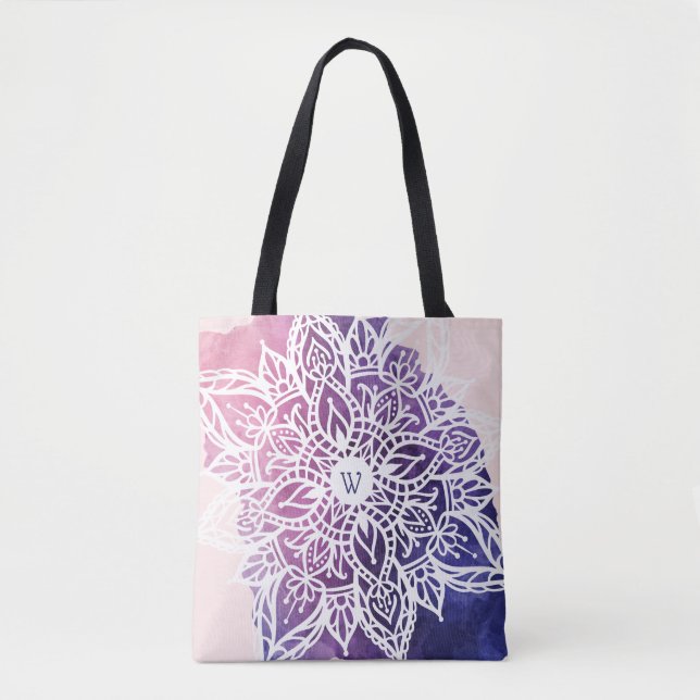 Tote Bag Aquarelle organique et géométrique spirituelle de (Devant)