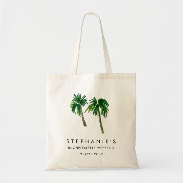Tote Bag Aquarelle Palmiers Tropicaux Enterrement de Vie de (Devant)