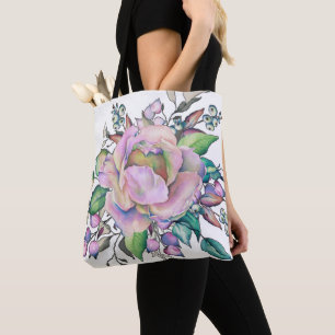 Tote Bag Aquarelle pastel de fleurs élégantes
