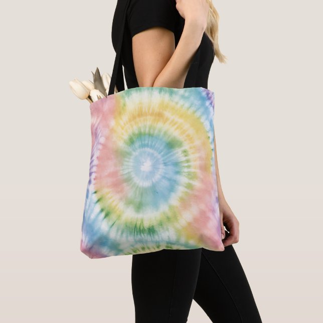 Tote Bag Aquarelle Pastel Rainbow Tie Dye (De près)