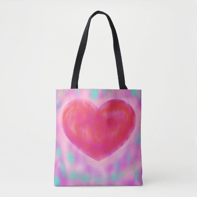 Tote Bag Aquarelle pastels tons avec design de coeur (Devant)