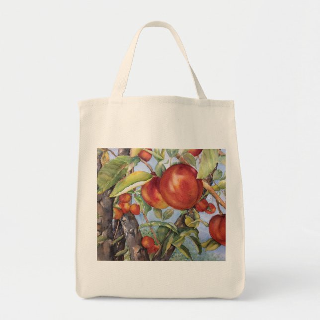 Tote Bag Aquarelle Peach Tree Orchard T-shirt Fruit (Devant)
