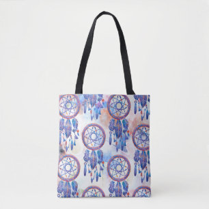 Tote Bag Aquarelle peinte à la main bleue Boho moderne