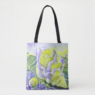 Tote Bag Aquarelle Peinture de coquillage jaune pourpre